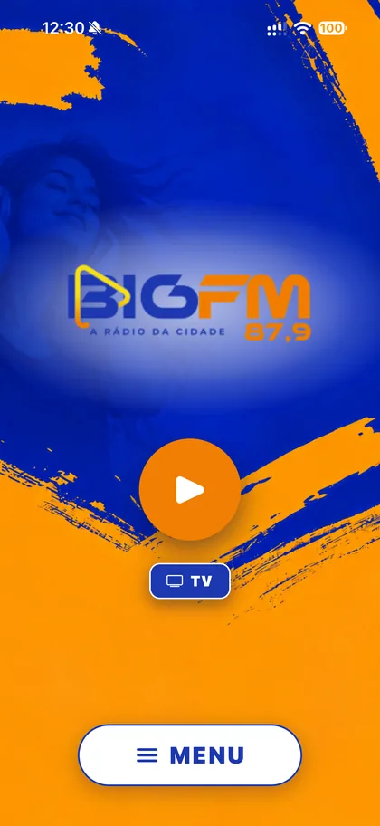 Tela principal do app da Big FM