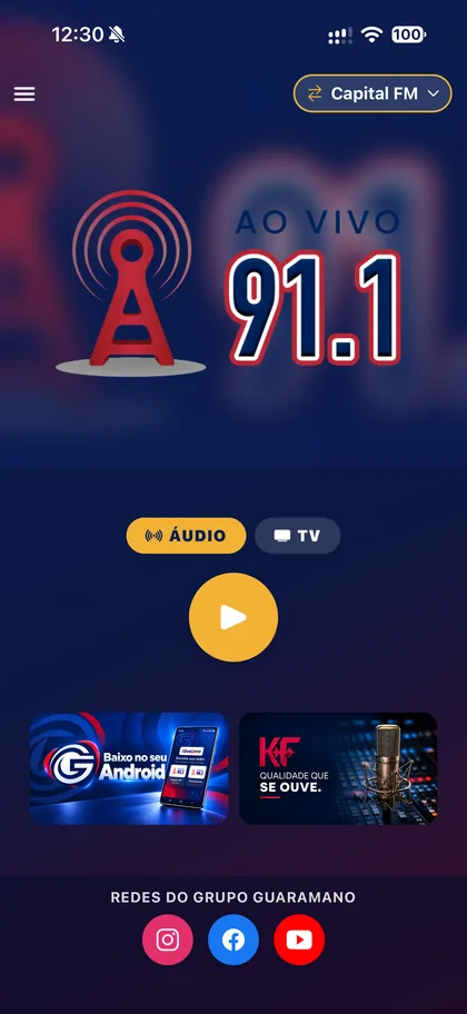 Tela principal do app da Grupo Guaramano