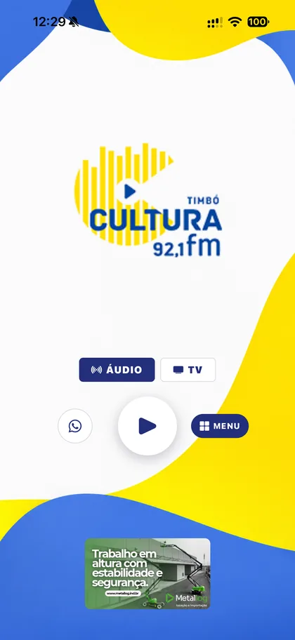 Tela principal do app da Cultura FM Timbó